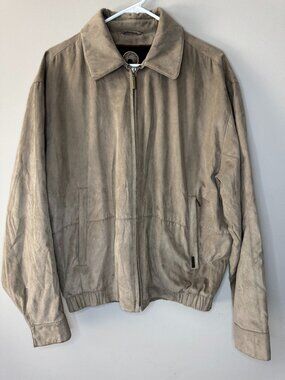 Weatherproof Vintage Suede Jacket Mens M Beige Tan Full Zip Harrington Style